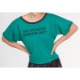 Summer t-shirt for women 100% cotton green, short wide