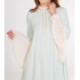 Robe de soirée courte ample en tulle plumeti bleu avec doublure légère