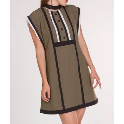 Short army green sleeveless dress