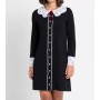 Robe courte en maille noire à manches longues