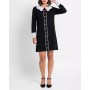 Short black knit dress with long sleeves