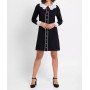 Short black knit dress with long sleeves