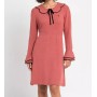 Short long-sleeved dress in burgundy stretch knit