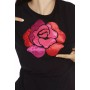 Top noir brodé à manches courtes SHORT SLEEVE TOP BLACK EMBROIDERY PANDORA