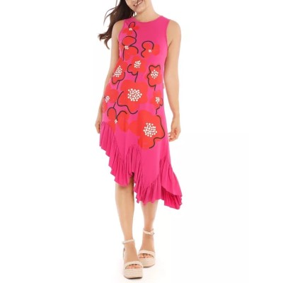 PINK ASYMMETRICAL FLUID DRESS PASSIFLORA