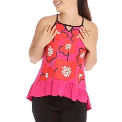 Top imprimé sans manches rose PAPAVERO PINK SLEEVELESS IMPRIMÉ TOP