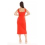 Red strapless midi dress CUCURBITA RED MIDI DRESS WITH STRAPS