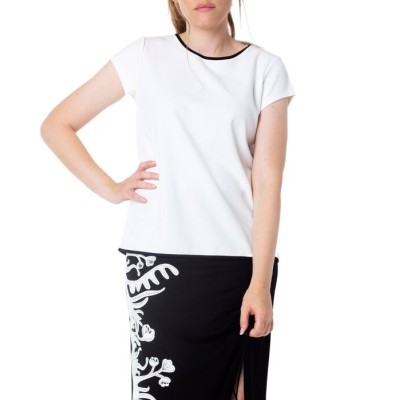 White and black t-shirt BLACK AND WHITE “MIRROR” SHORT-SLEEVED TOP