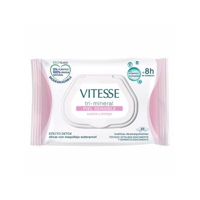 Vitesse TRI-MINÉRAL PEAU SENSIBLE lingettes démaquillantes 25u