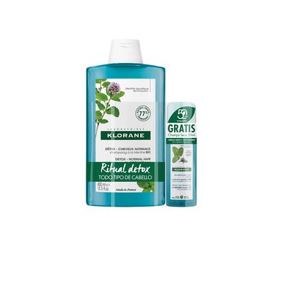 Klorane CHAMPÚ MENTA ACUÁTICA DETOX ORGÁNICO CAJA 2pz