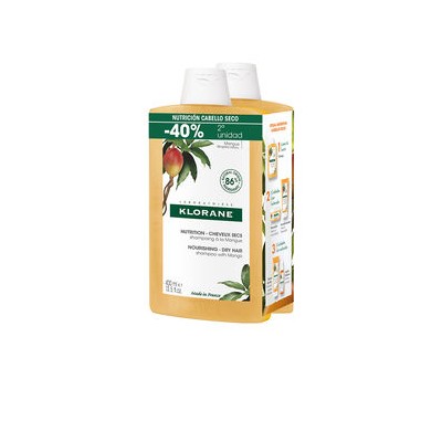 Klorane AL MANGO shampoing nourrissant pour duo cheveux secs 400 ml