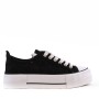 Lace-up sneaker in mixed materials for women