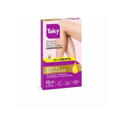 Taky ACEITES NATURALES bandas cera corporales depilatorias 24pz