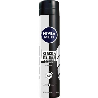 Deodorant Spray Men Anti-perspirant Black & White 200ml -nivea