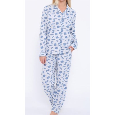 PIJAMA MUJER INVIERNO BOTONES MUYDEMI ALGODÓN