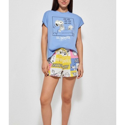 PIJAMA DE VERANO MUJER SNOOPY GISELA DE ALGODÓN MANGA CORTA