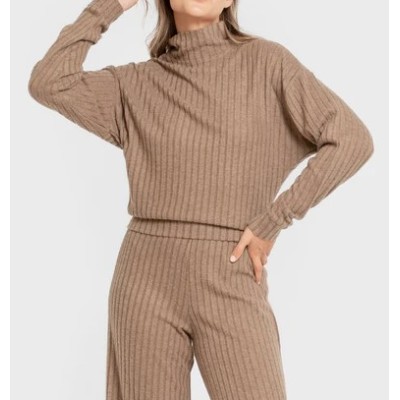 4x2 Ribbed Turtleneck Cropped Sweater