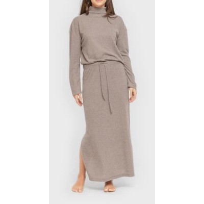 Women's Turtleneck Sweater and Ribbed Midi Skirt