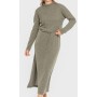 Women's Turtleneck Sweater and Ribbed Midi Skirt
