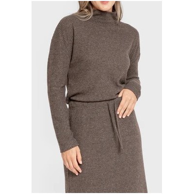 Women's Turtleneck Sweater and Ribbed Midi Skirt