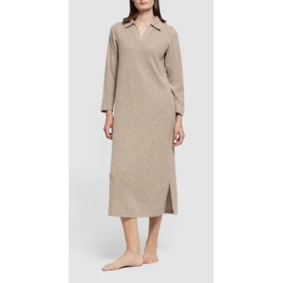 Long-sleeved dress with 4x2 ribbed collar
