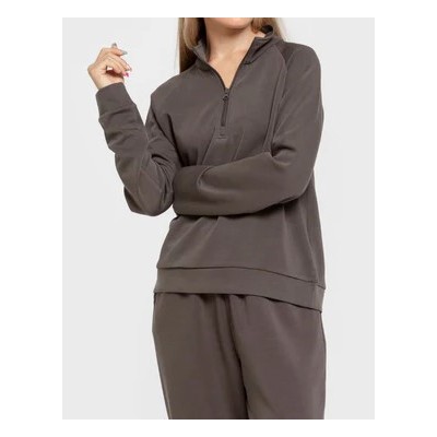 Sudadera holgada con media cremallera y pantalón de chándal fluido para mujer