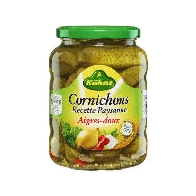 Cornichons Recette Paysanne Aigres-doux 360g - KUHNE