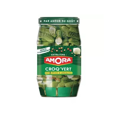 Cornichons Croq' Vert Aux 6 Epices Aromates 210g - AMORA