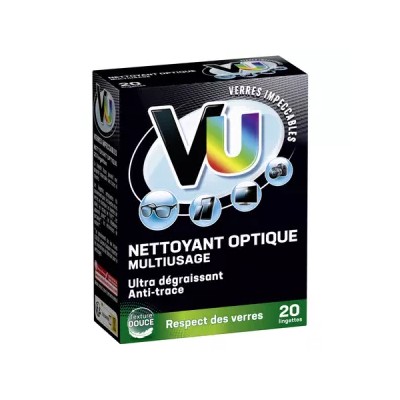 Nettoyant Optique Verres Ultra Dégraissant et Anti-Traces x20 - VU