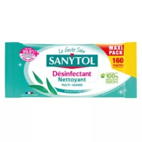 Lingettes Nettoyant Désinfectant Multi-Usages Eucalyptus X160 - SANYTOL
