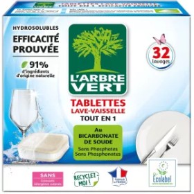 Tablettes Lave Vaisselles Tout En 1 Au Bicarbonate De Soude X32 - L'arbre Vert