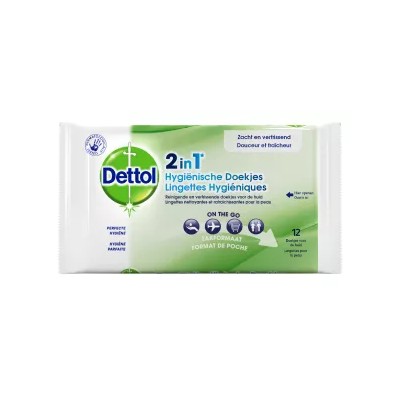 2-in-1 Disinfecting Hygienic Wipes x12 - DETTOL