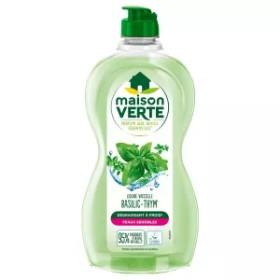 Hypoallergenic Basil and Thyme Dishwashing Liquid, Cold Degreasing for Sensitive Skin, 500ml - MAISON VERTE