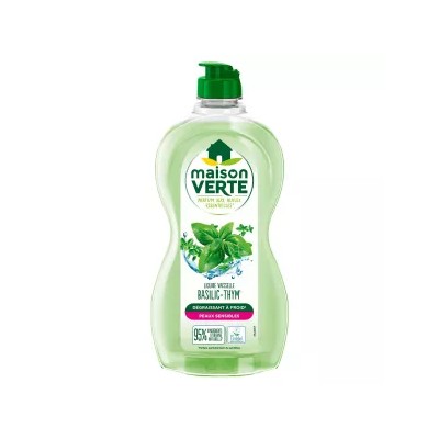 Hypoallergenic Basil and Thyme Dishwashing Liquid, Cold Degreasing for Sensitive Skin, 500ml - MAISON VERTE