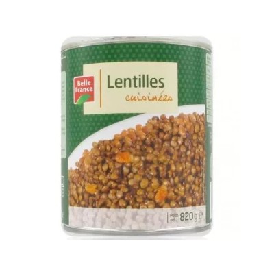 Cooked Lentils 820g - BELLE FRANCE