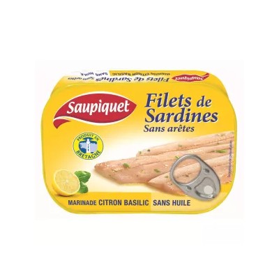 Boneless Sardine Fillets with Lemon and Basil, 100g - SAUPIQUET