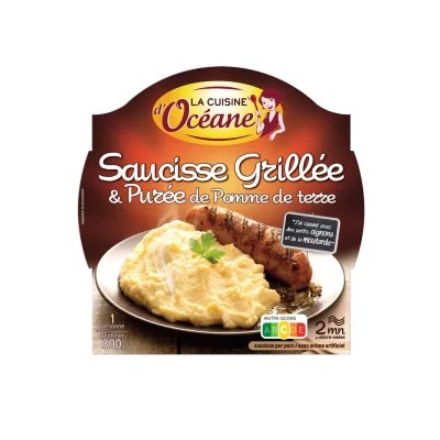 Saucisse grillé et purée 300g - LA CUISINE D'OCEANE