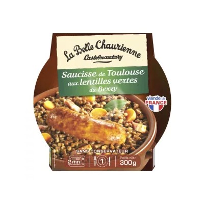 Saucisse De Toulouse Aux Lentilles Vertes 300g - LA BELLE CHAURIENNE