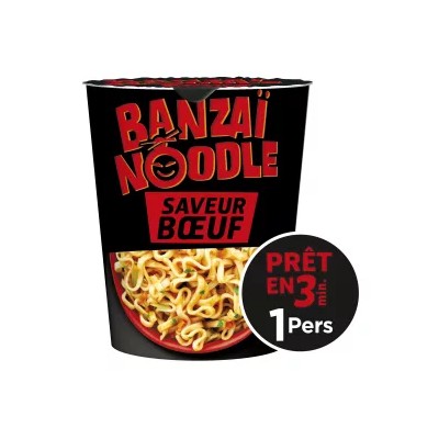 Nouilles Instantanées Saveur Bœuf 67g - Banzai Noodle