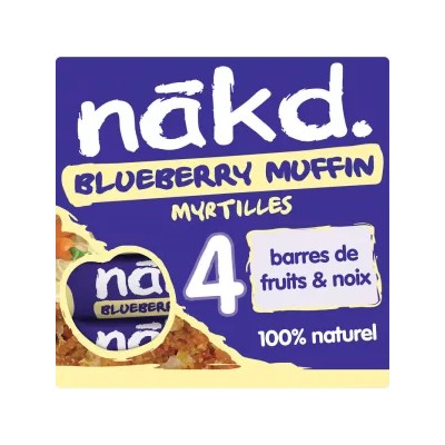 Barres Myrtille Muffin Raw Barres de Fruits et Noix 4 x 35g - NAKD