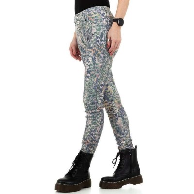 Women's jeans with green stretch print