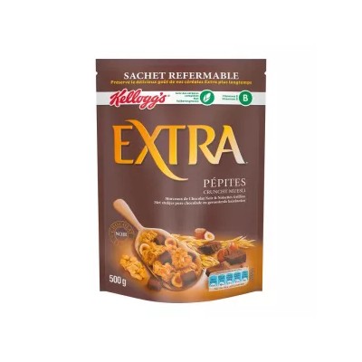 Céréales Extra Chocolat Noir Noisettes 500g - kellogg's