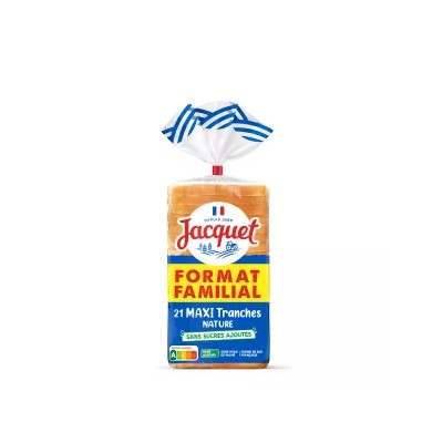 No Added Sugar Sliced ​​Bread, 825g - JACQUET