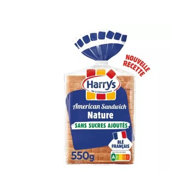 Pain De Mie American Sandwich Nature Sans Sucres Ajoutés Sans Additifs 550g - Harrys