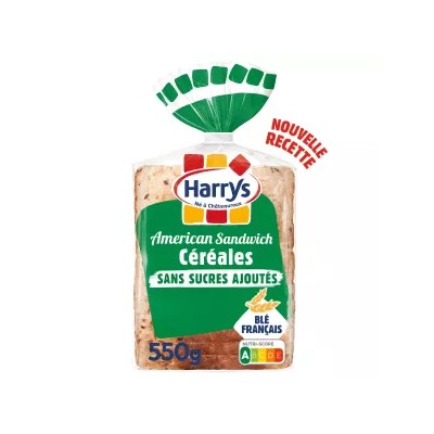 Pan de molde americano Harry's, 7 cereales, sin azúcar añadido, sin aditivos, 550 g