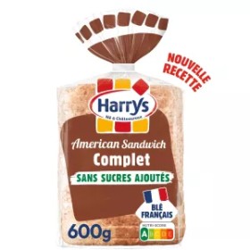 Pain De Mie American Sandwich Complet Sans Sucres Ajoutés Sans Additifs 600g - Harrys