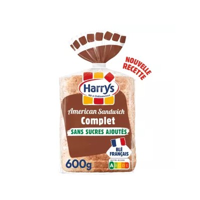 Harrys Wholemeal American Sandwich Bread, No Added Sugar, No Additives, 600g