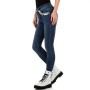 Women's slim low-rise jeans with rhinestone details blue