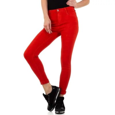 Jeans Femme Denim slim leg washed rouge