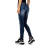 Jeans Femme destroy détails fleurs strass